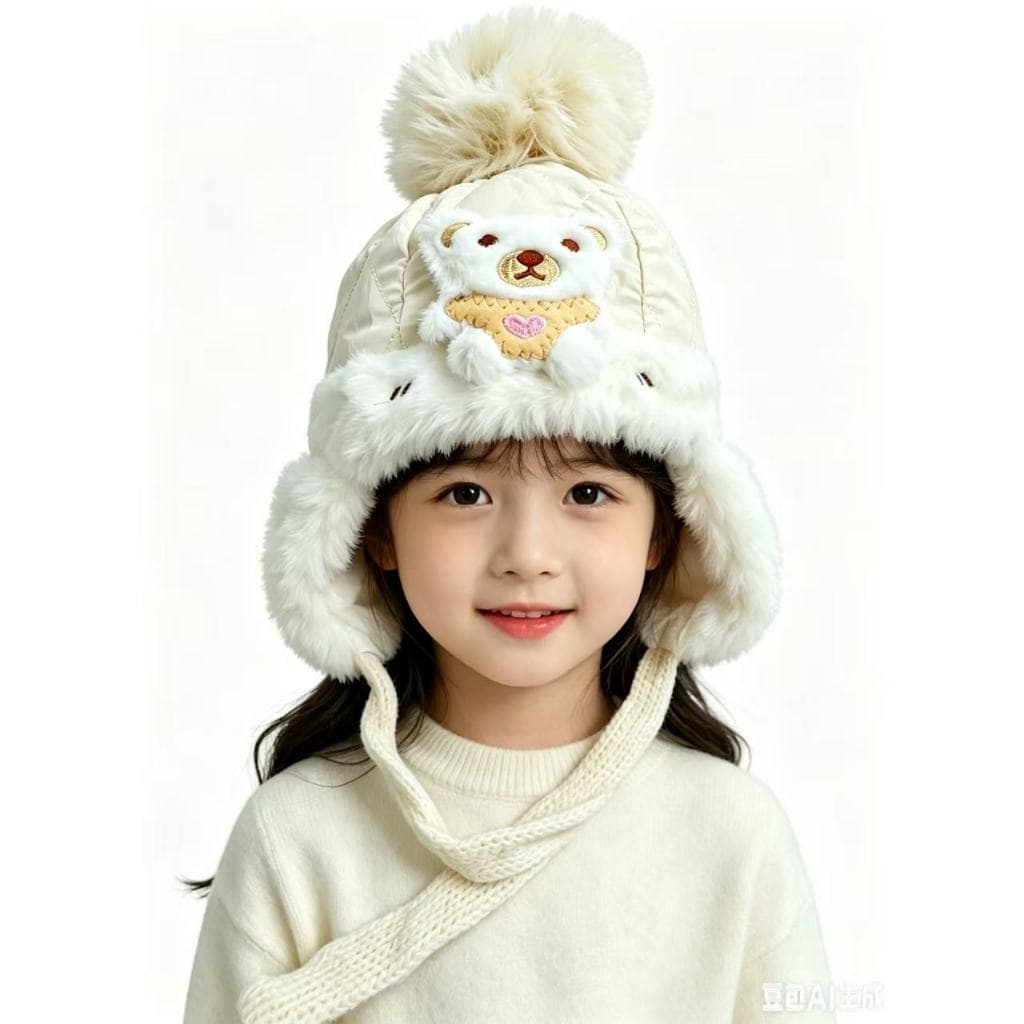 Touca de Inverno Bebê com Orelha e Pelúcia