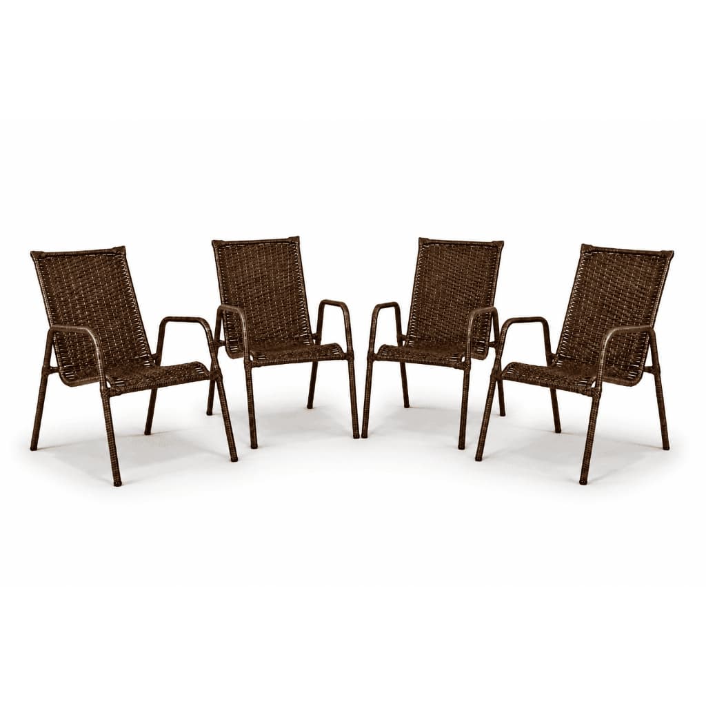 Kit 4 Cadeiras Junco Sintético Gourmet Varanda Área Externa Lazer Decorativa Confortável Resistente