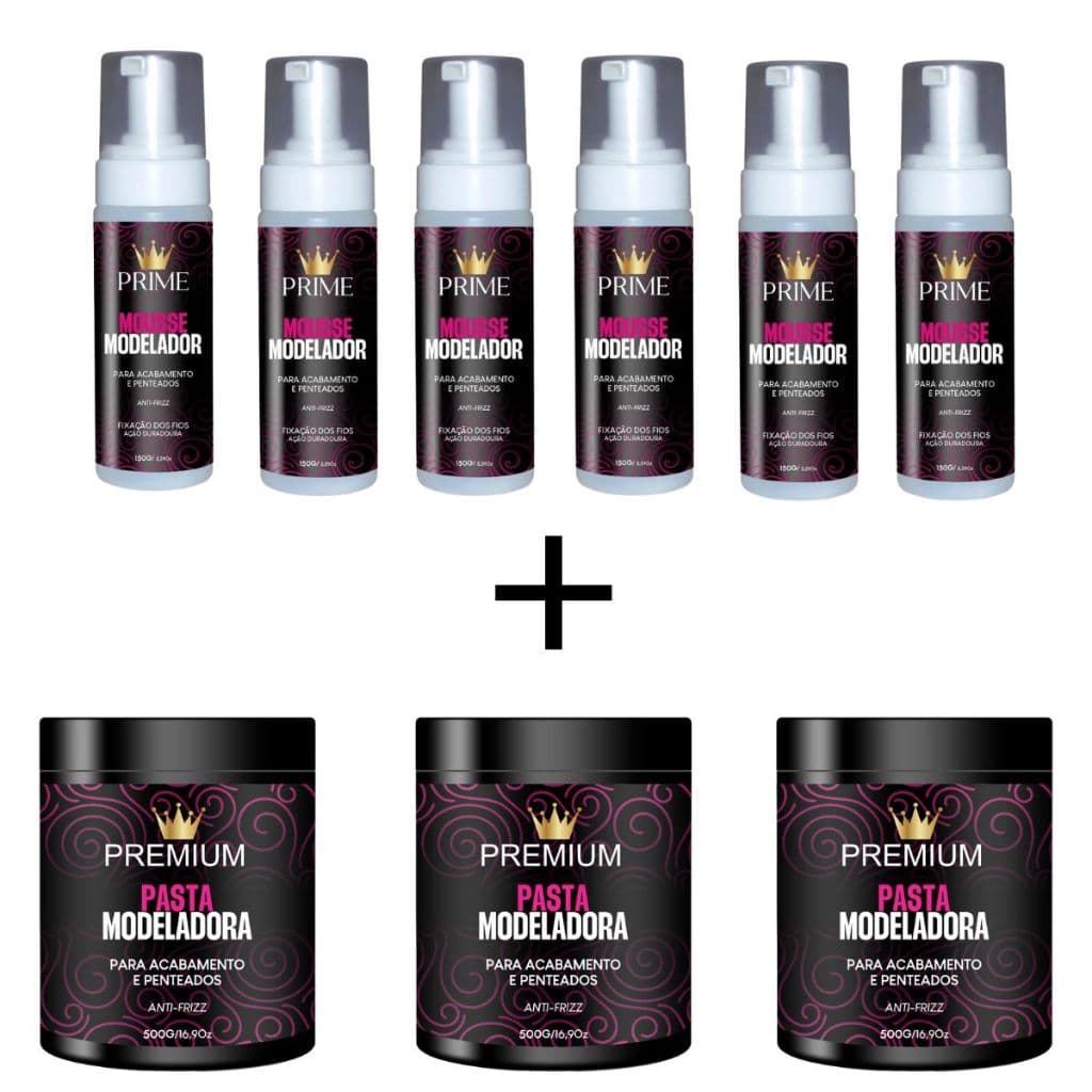 Kit Trancista - 6X Mousse Modelador Prime + 3X Pomada Modeladora Premium 500g