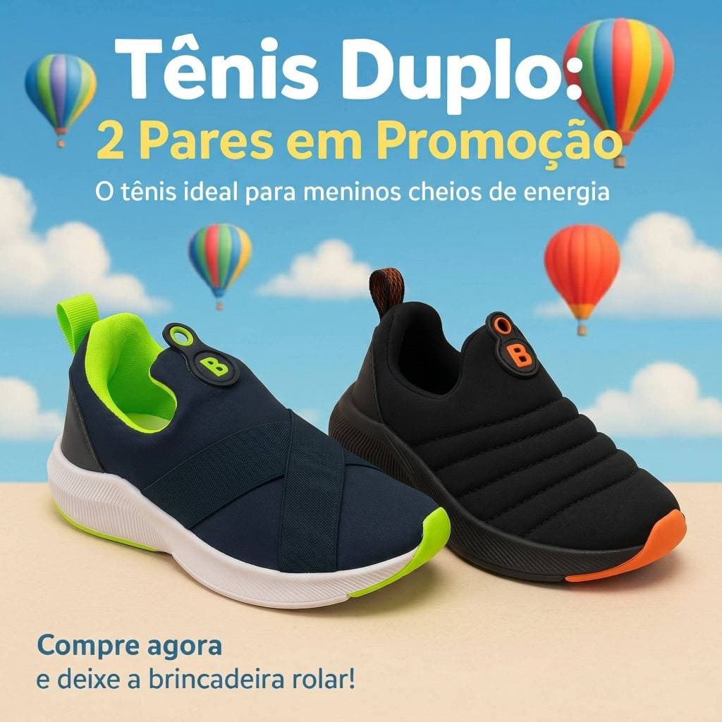Kit 2 Pares Tênis Infantil Minimalista Confortável Solado Macio Fofo - Promoção Envio Imediato