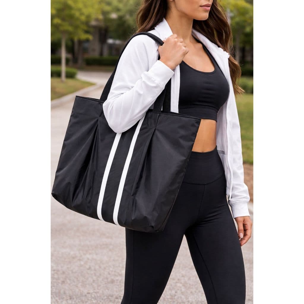Bolsa Academia Feminina Grande Impermeável Sacola Esportiva Viagem Nylon Fitness preta