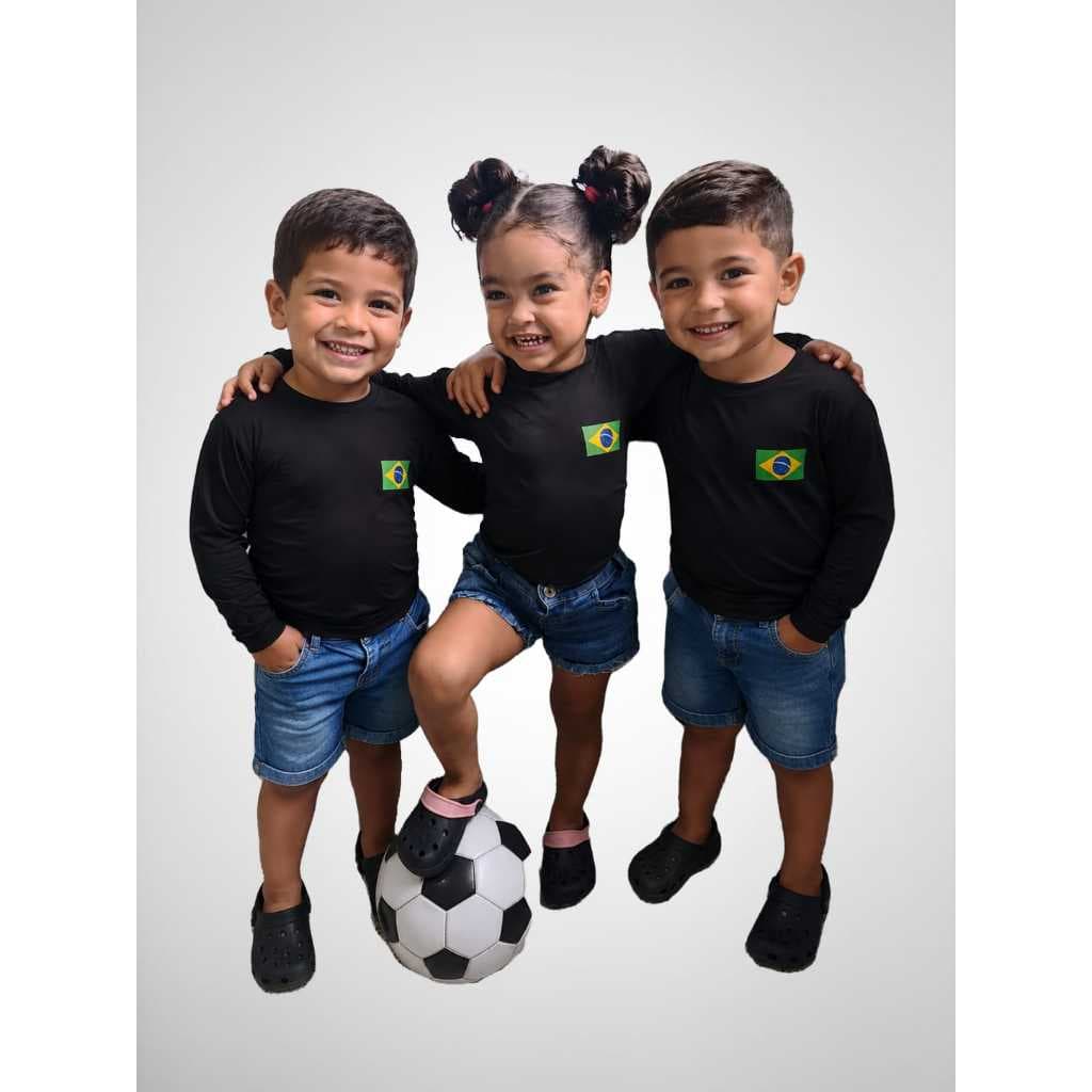 camisa termica uv infantil com logo do brasill
