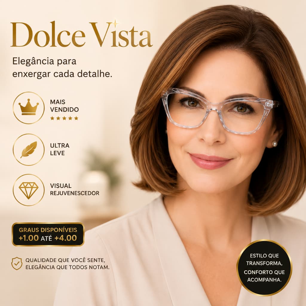 Óculos De Grau Lente Para Perto Leitura Armação Gatinho Cristal Leve Confortável Elegante Com Case