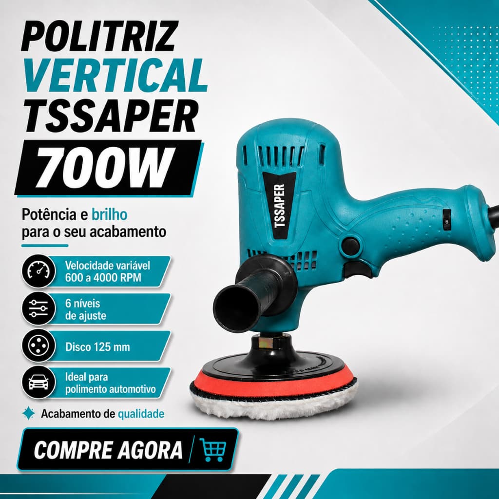 Politriz e Lixadeira Angular Automotiva Multifunções 700w 5 Polegadas Uso Profissional TSSAPER