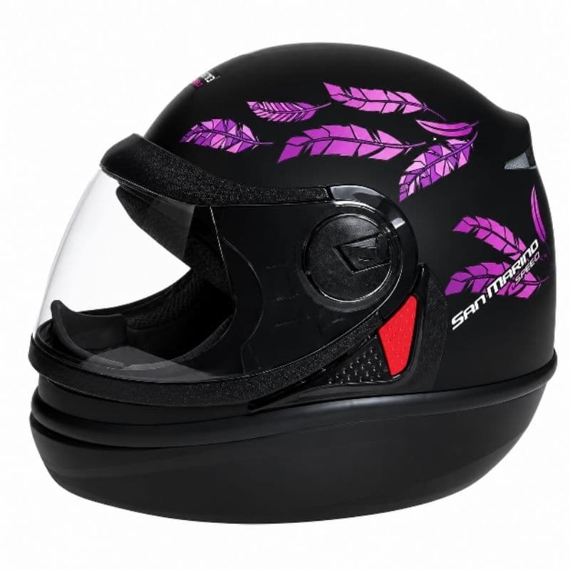 Capacete San Marino Novo Speed Fly Automático Preto/Rosa
