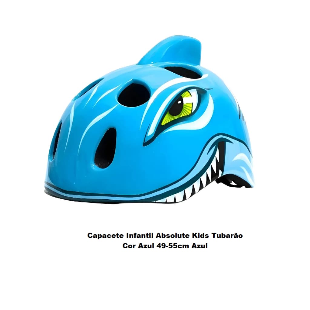 Capacete Infantil Absolute Kids Tubarão Cor Azul 49-55cm Azul