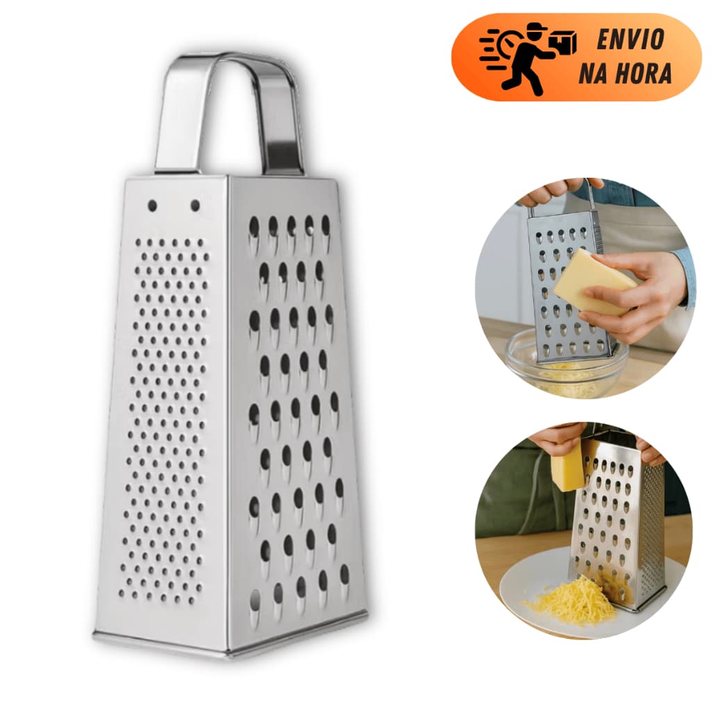 RALADOR 4 FACES INOX PROFISSIONAL PARA COZINHA E RESTURANTE FATIAR RALAR LEGUMES E QUEIJO COM BASE