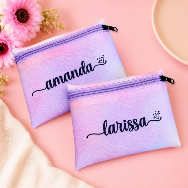 Porta Absorvente de Bolsa - Mini Nécessaire Slim personalizada - organizador multiuso porta cartões. Festa  das Cores.