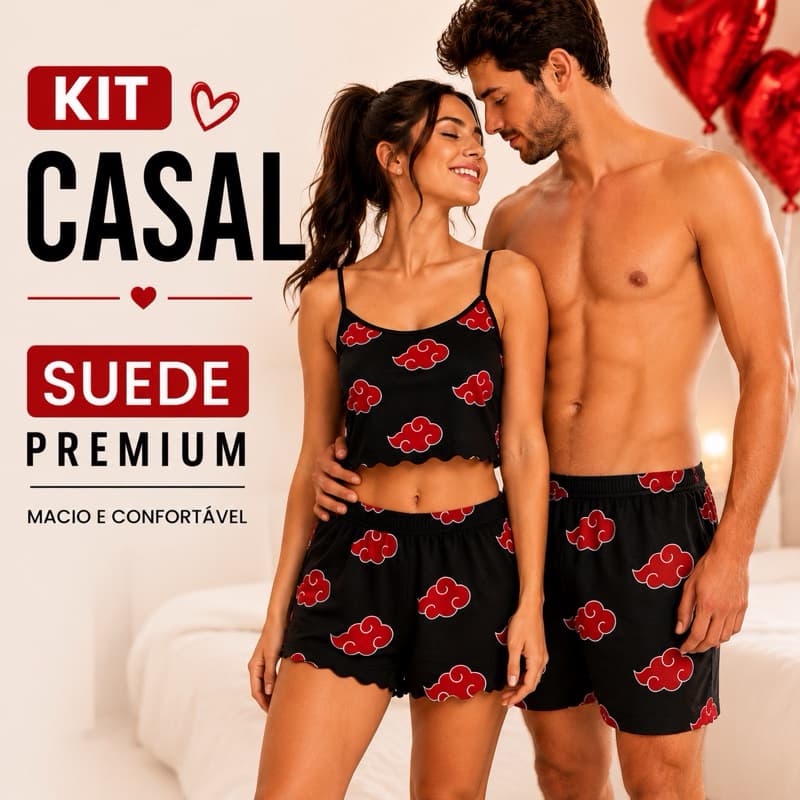 Pijama Kit Casal Suede Adulto Short Doll Feminino Samba Canção Masculino