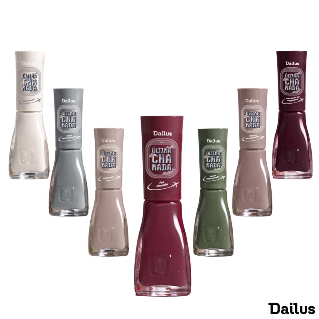 Esmaltes LANÇAMENTO Dailus Ultima Chamada 8 Cores Cremoso Brilho Intenso 8ml