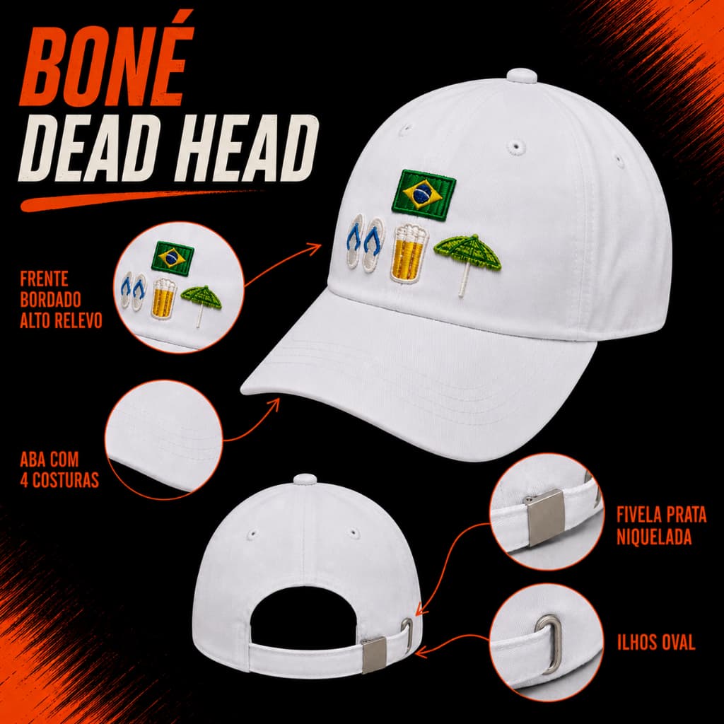 BONÉ DEAD  HEAD FITÃO ABA CURVA MODELO PRAIA AJUSTÁVEL MASCULINO FEMININO CASUAL STREETWEAR PREMIUM CONFORTÁVEL