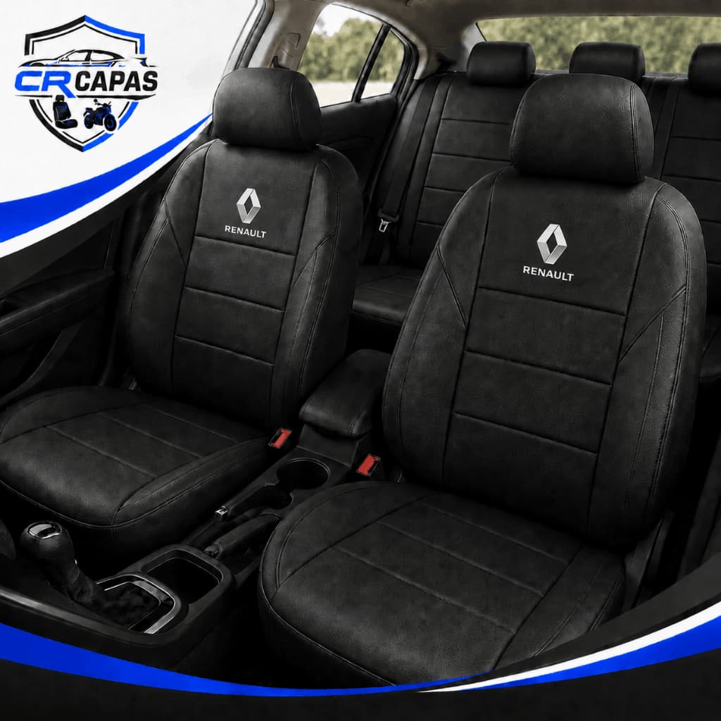 Capa Banco Carro Renault Couro e Tecido Clio Sandero Logan Duster Kwid Captur