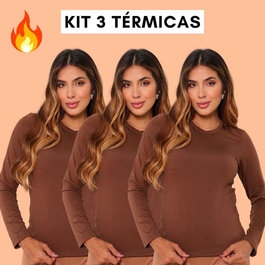 Blusa Térmica Feminina Peluciada Longa Kit Roupas Frio Academia Suplex Premium Quente