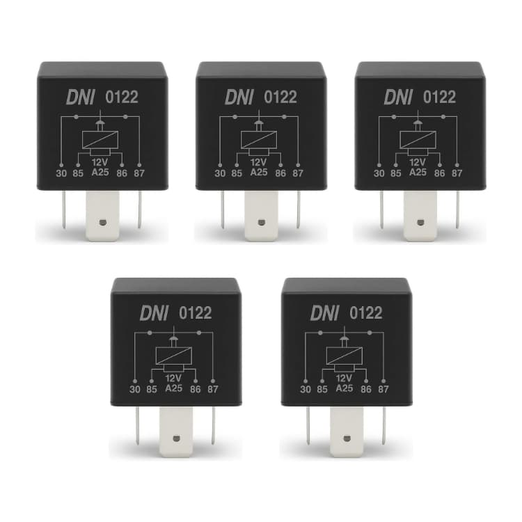 RELE AUXILIAR 12V 70A 4 TERMINAIS 2 GRANDES + 2 PEQUENOS  C/ SUPORTE - USO AUTOMOTIVO UNIVERSAL - KIT C/ 5 PECAS