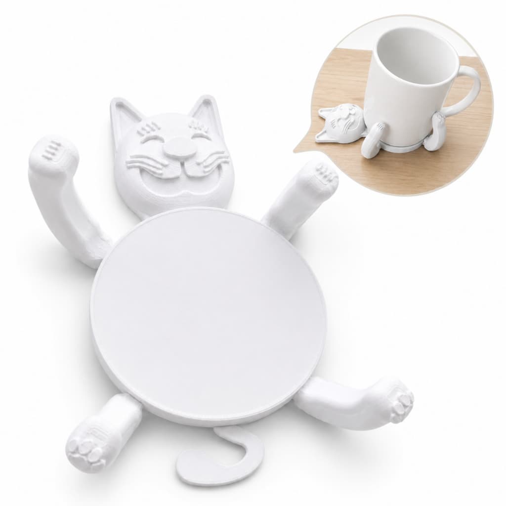 Suporte Para Xícara Gato Articulado Porta Copo Descanso para Xícara Mesa Escritório Porta Copo Xícara Caneca Gato