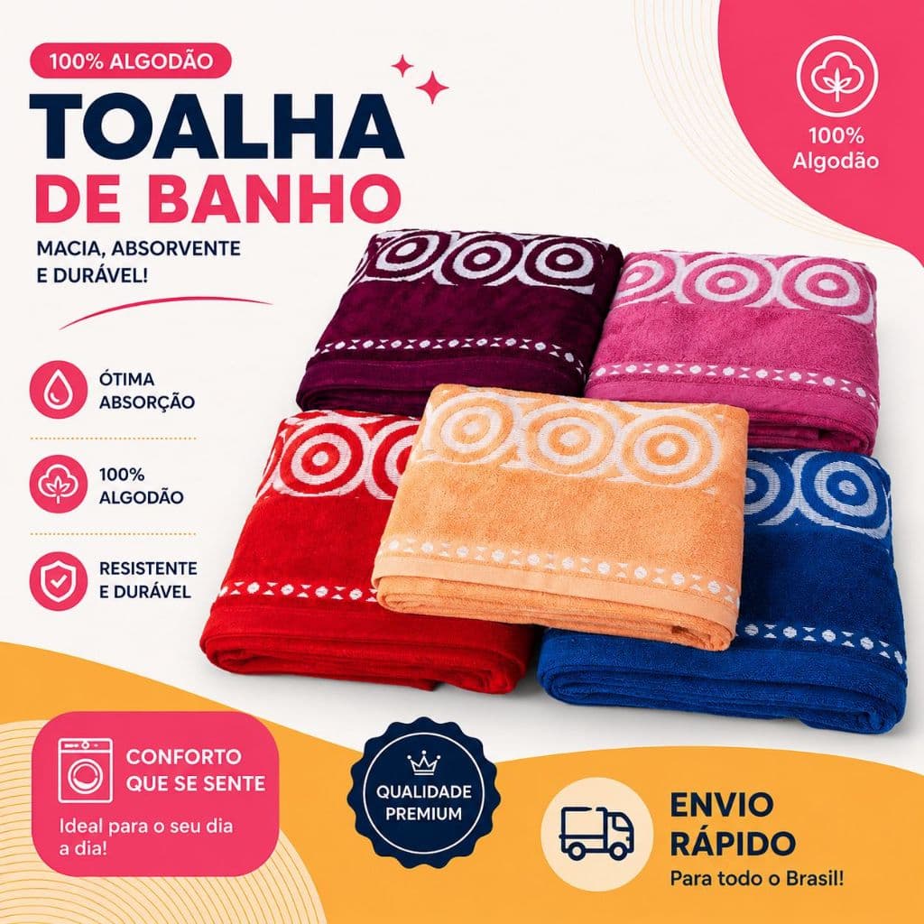 kit 3 Toalhas de Banho Grande Macia e Confortável Alta Qualidade