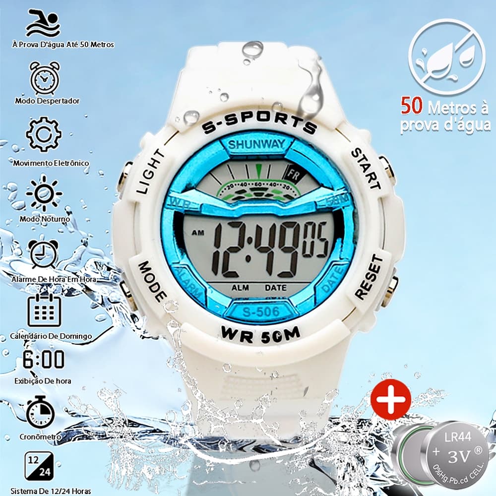 Relógio Digital a Prova D água Esportivo Eletrônico Masculino Relogio Feminino Prata Original