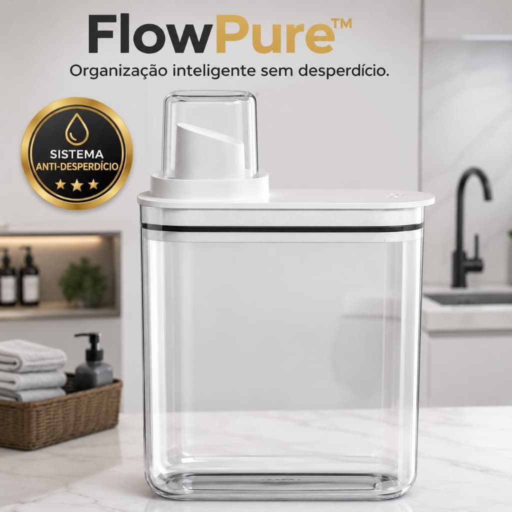 FlowPure™ Dispenser Sabão 1,5L Transparente Anti Vazamento Silicone Econômico