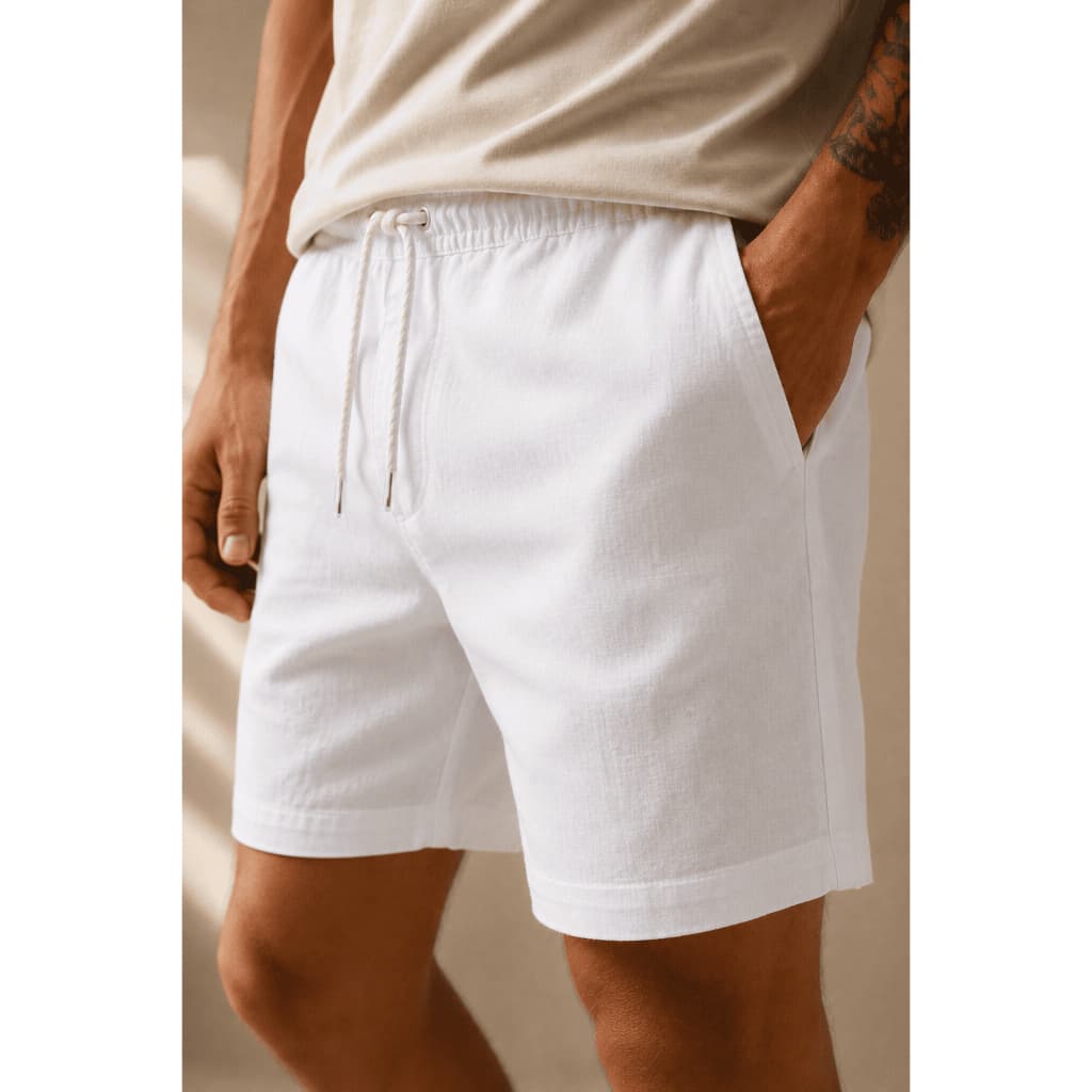 Short LINHO BRANCO Masculino PREMIUM - Bermuda Praia Verão, Leve, Fresco, Confortável– Casual/Social