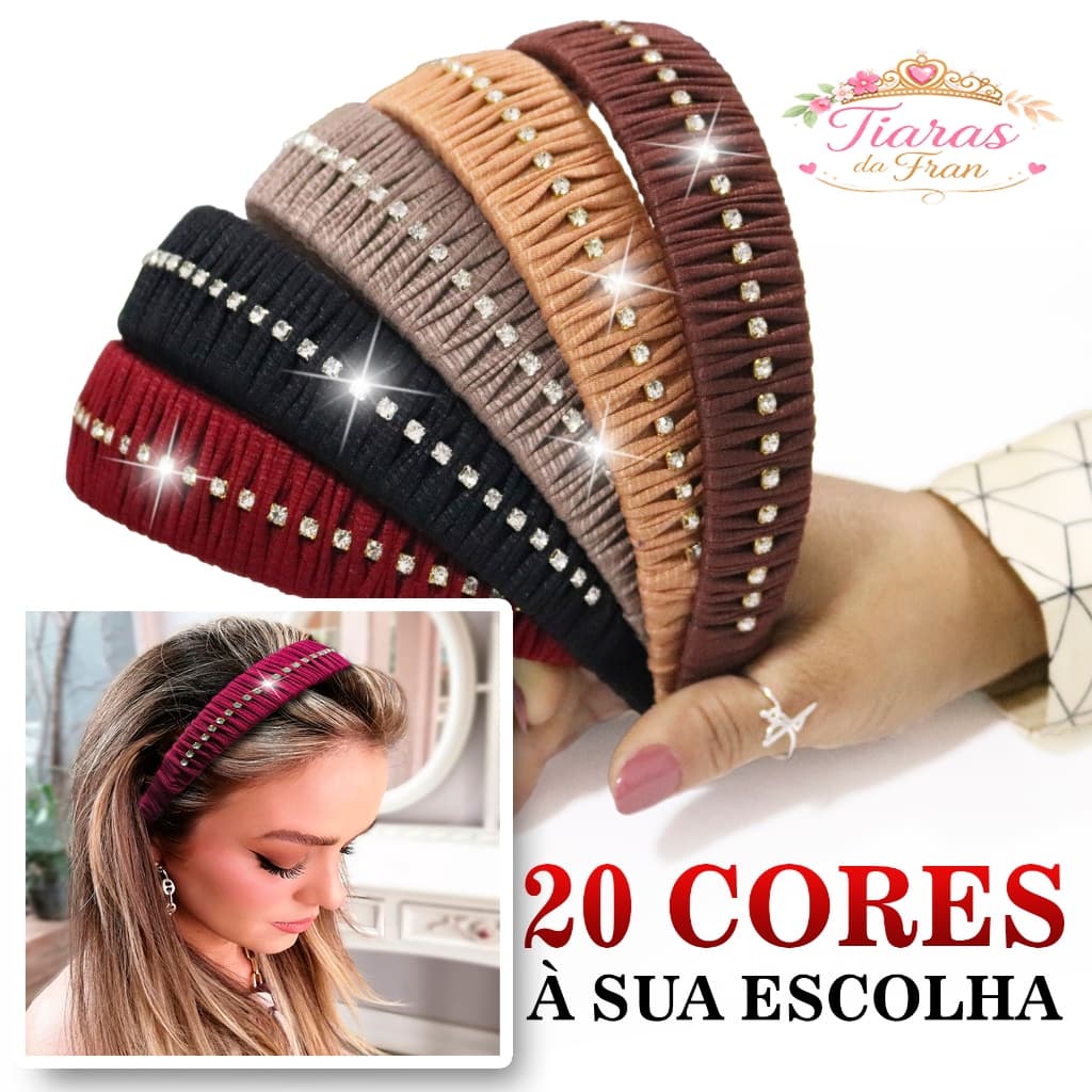 Kit 5, 3 ou 1 Tiara de Cabelo Fio de Malha Strass 20 Cores Acessório feminino Arquinho Diadema