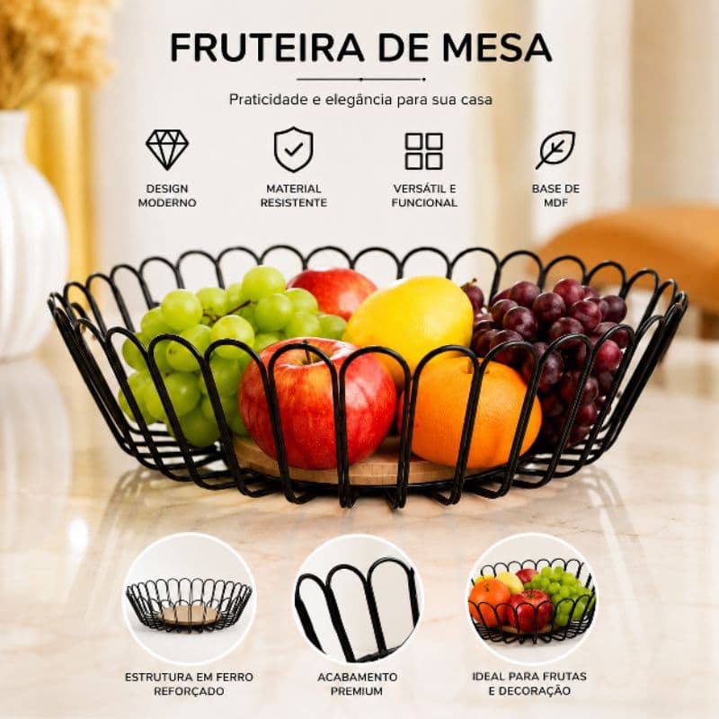 Fruteira de mesa ou bancada aramada com mdf