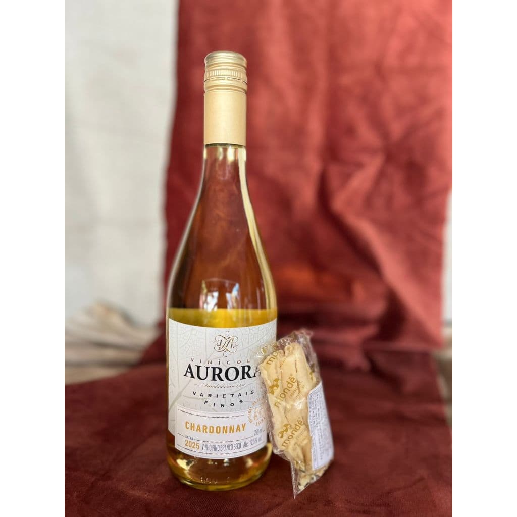 Kit Romantico Casal - Vinho Aurora Chardonnay + Raspas Chocolate Mondê Serra Gaúcha