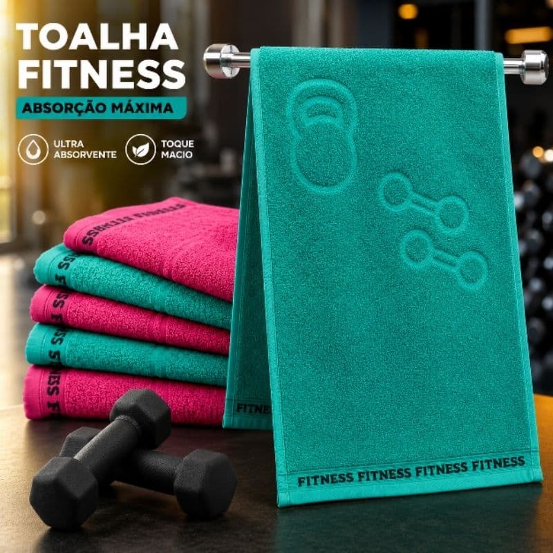 Kit Toalhas Academia 6 Peças Fitness Algodão Alta Absorção 30x90 Treino
