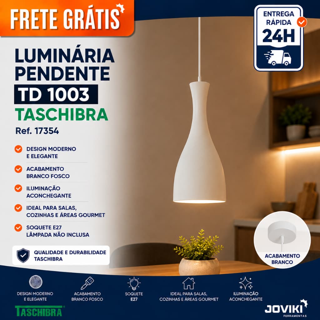 luminária pendente branco - taschibra