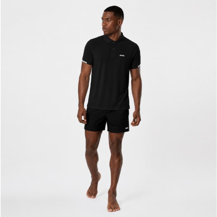 Camiseta Polo AMA Light Dry Black Masculina Dry Fit Esportiva Leve Confortável Treino Beach Tennis