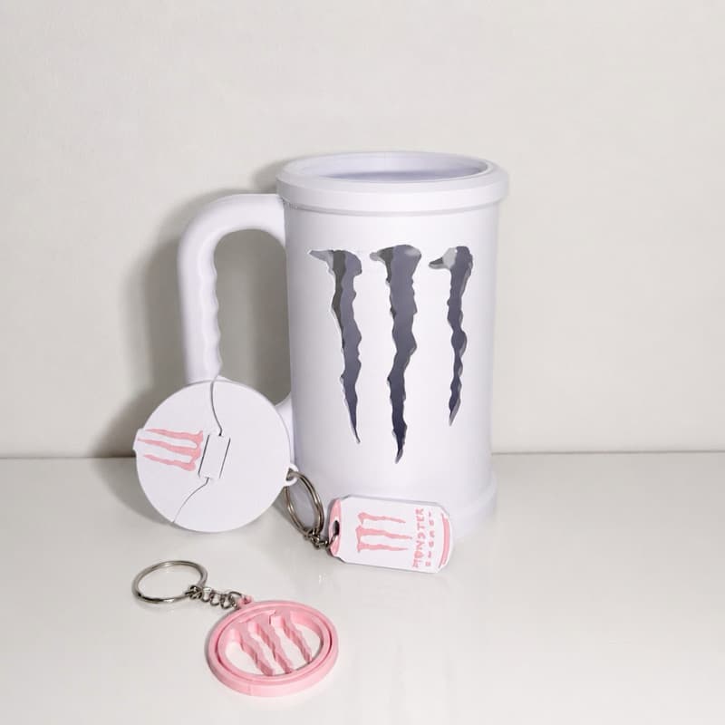 Porta Lata Monster 473ml 3D com 4 Peças | porta lata + Tampa + Abridor + Chaveiro