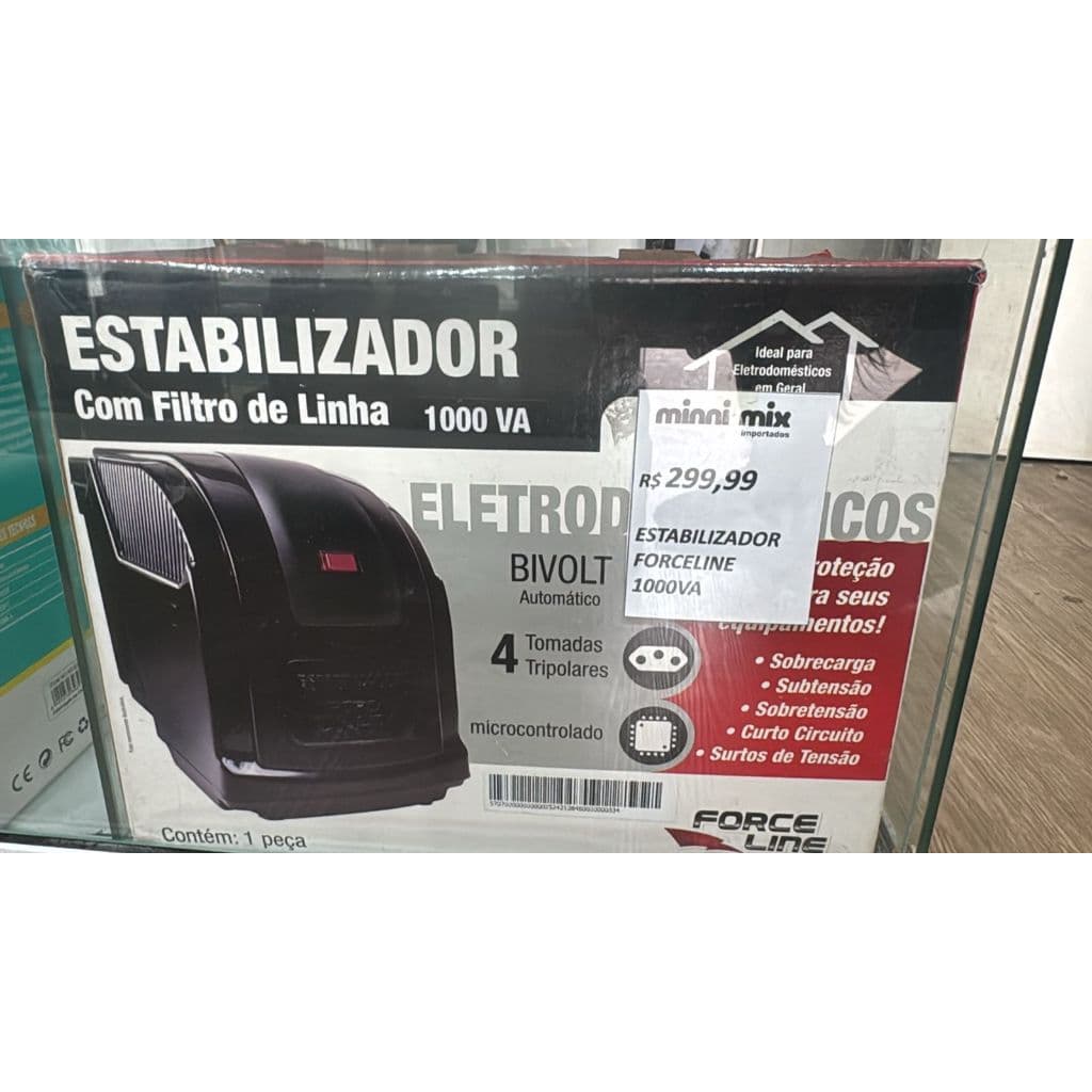 Estabilizador Forceline 1000VA Bivolt 4 Tomadas com filtro de linha