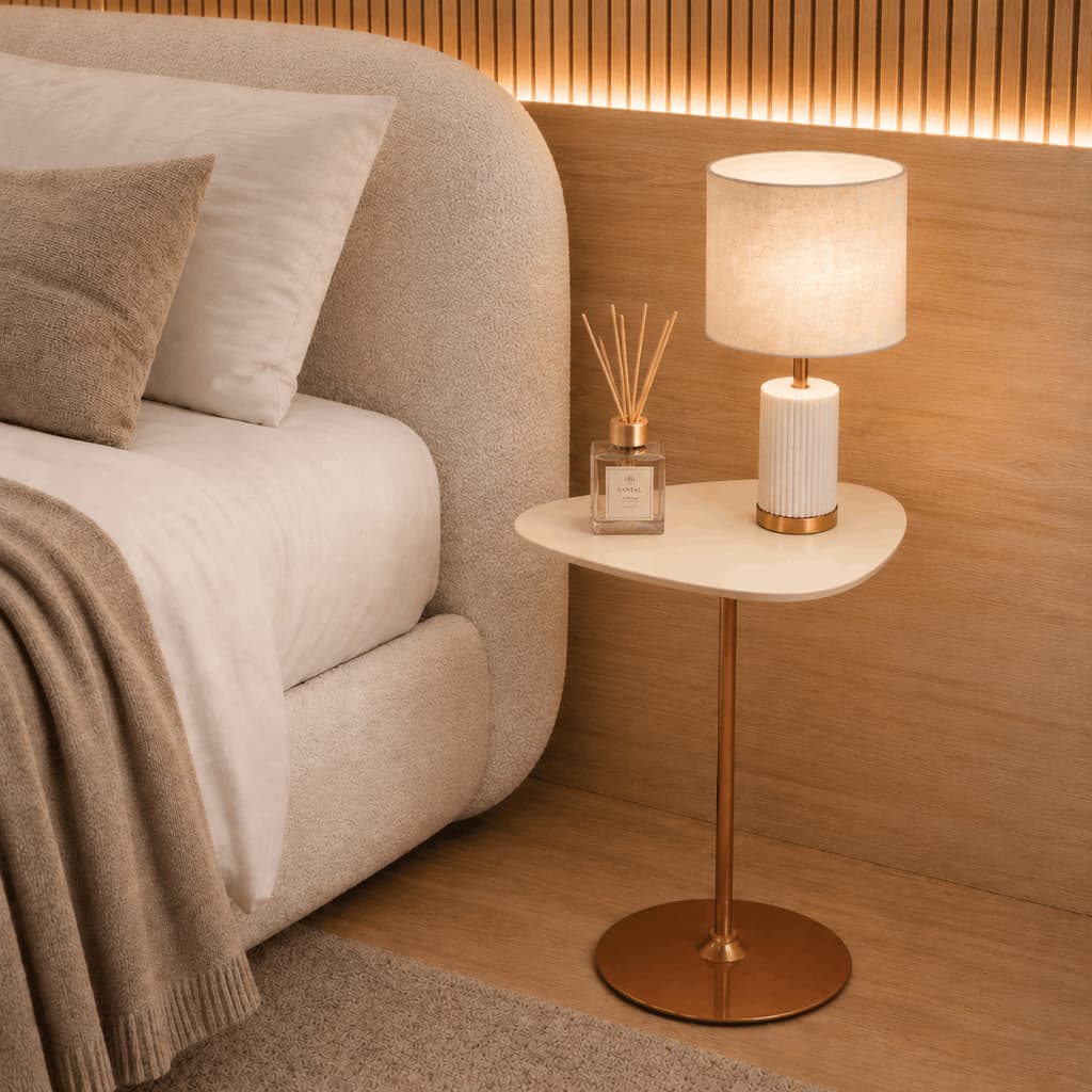 Mesinha de Cabeceira Orgânica Industrial Moderna Cobre Rose Gold Apoio Cama Quarto Decorativa Decoração Elegante Luxo