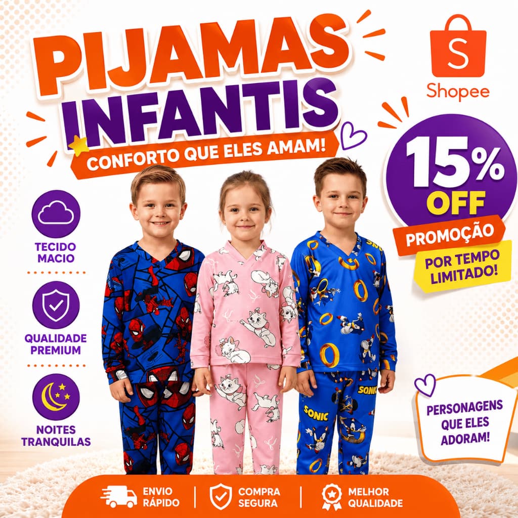 Pijama Infantil Menino e Menina Inverno Soft Suede Manga Longa Conjunto Blusa e Calça 1 a 12 anos
