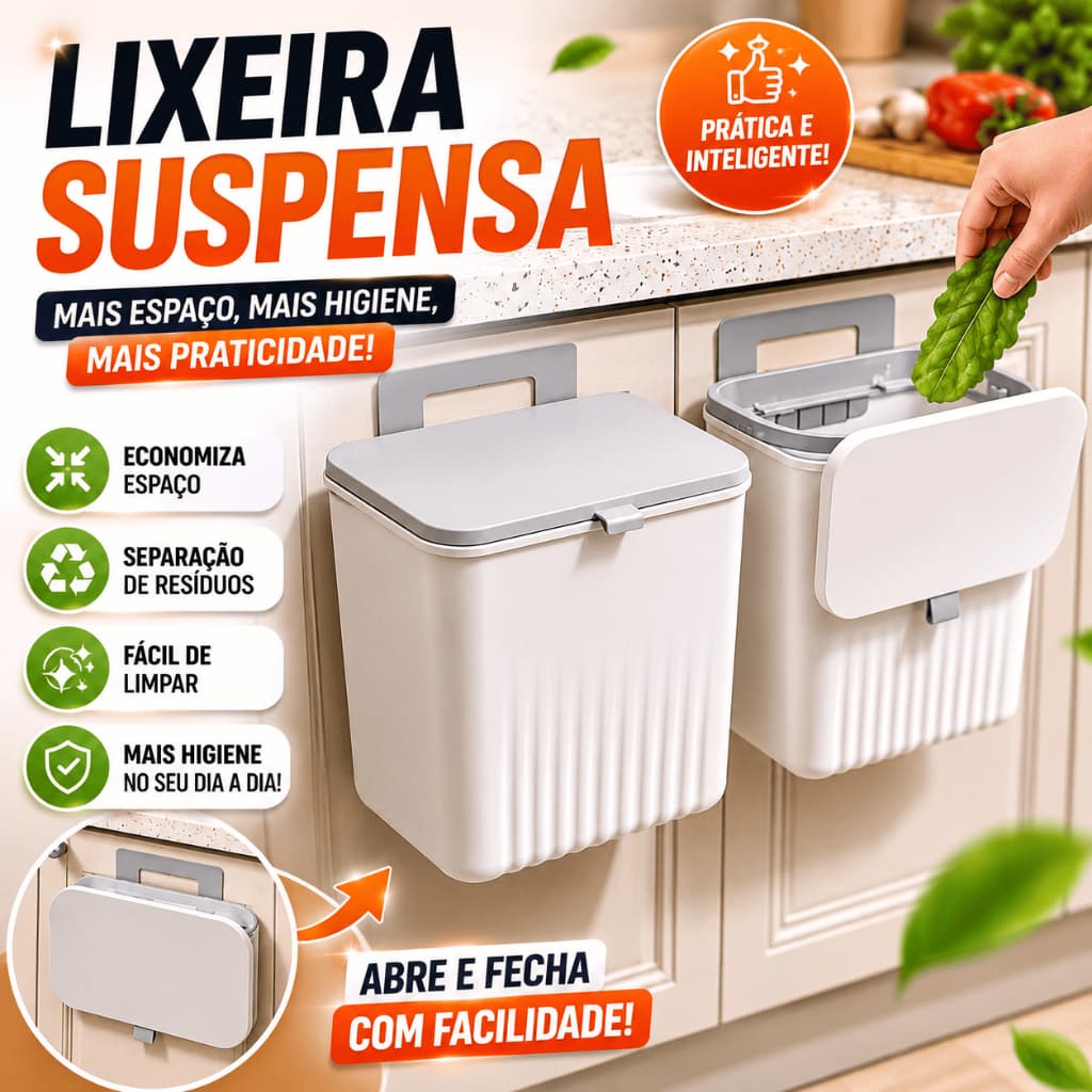 Lixeira Suspensa de Parede Cozinha Organizador Reciclagem Retrátil BM-F1740