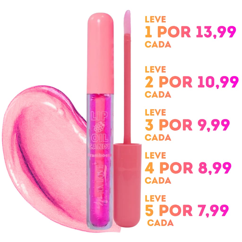 Lip Oil Vegano Candy Framboesa Cor 601 Max Love 5ml