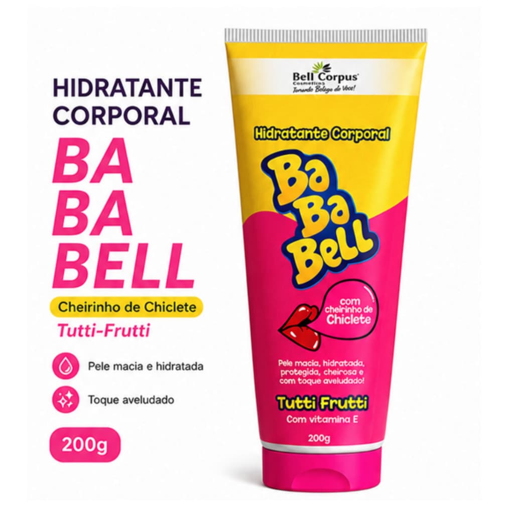 Kit Hidratante Corporal Bababell Tutti Frutti Bell Corpus 200g com Vitamina E Cheirinho de Chiclete