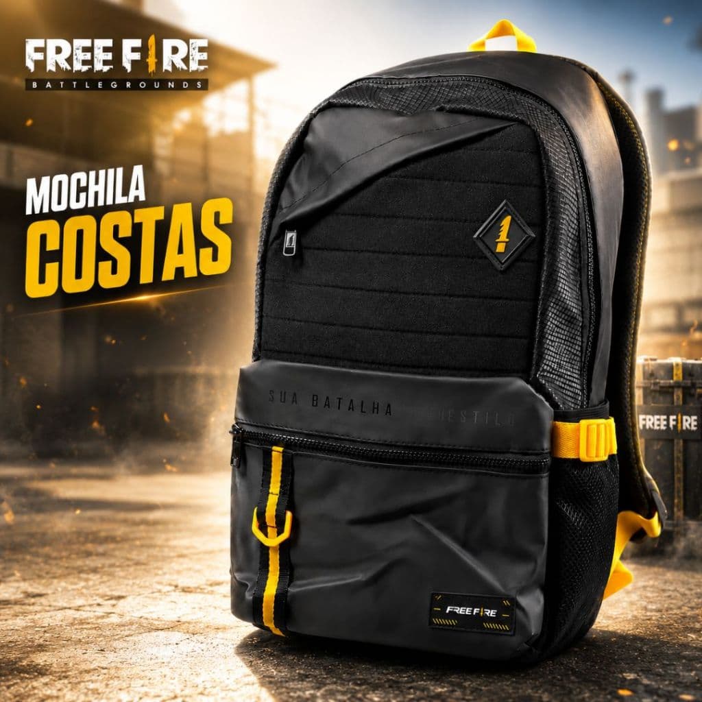 Mochila Costas FREE FIRE Original Masculina Jogo Gamer Escolar Juvenil Reforçada - Clio