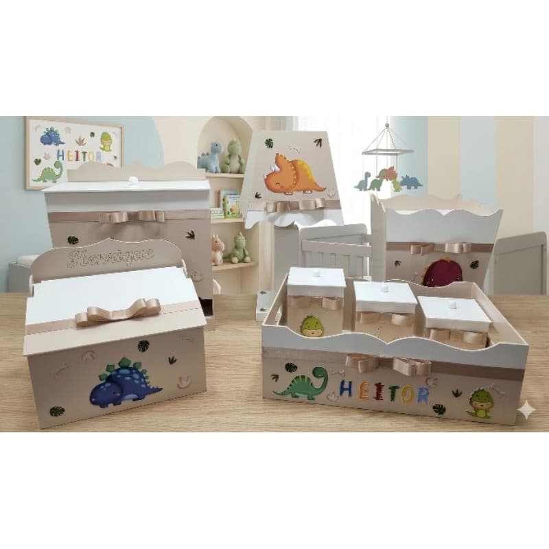 kit Higiene em MDF Dinossauros Baby