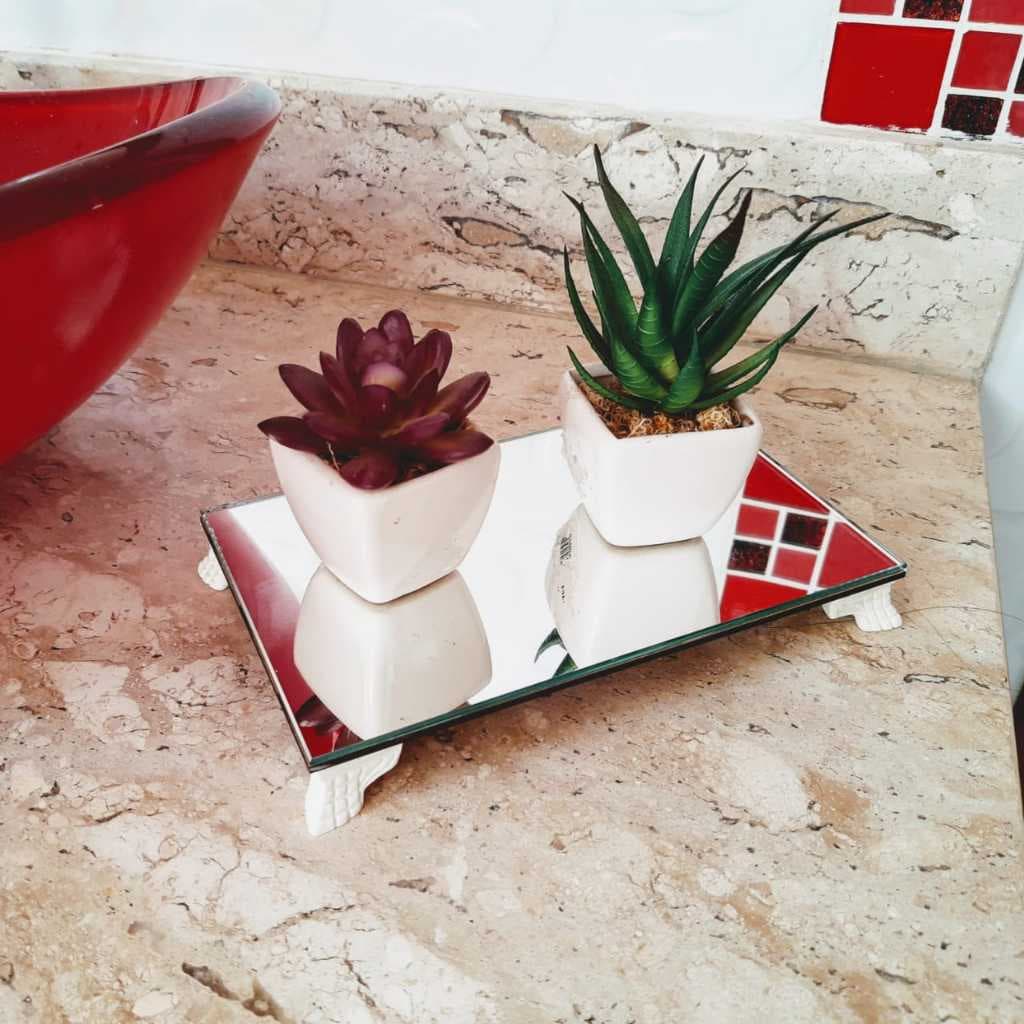 Bandeja Espelhada Decorativa Luxo Para Lavabo Banheiro Perfumes Decoração
