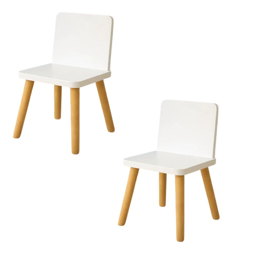 Kit 2 Cadeiras Infantis Brancas Educativas Montessori MDF Pés de Madeira para Quarto Estudo