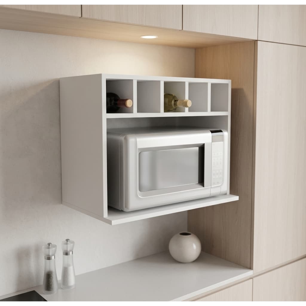 Suporte Para Microondas Com Nicho Garrafeiro Vinho Suspenso Forninho Cozinha