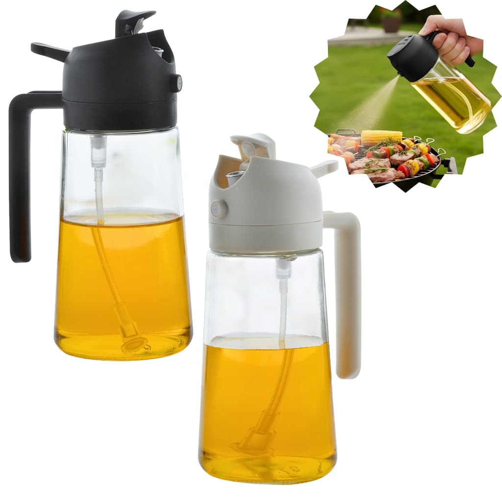 Dispenser Azeite Pulverizador e Dosador - 400ml, Vidro, p/ Azeite e Vinagre, Galheteiro e Spray