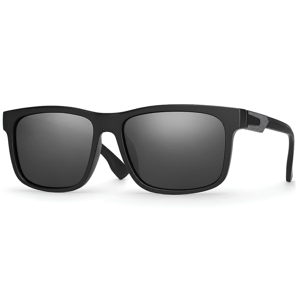 Óculos de Sol Masculino Quadrado Polarizado UV400 Esportivo Preto Fosco Original Village Heaven 6284