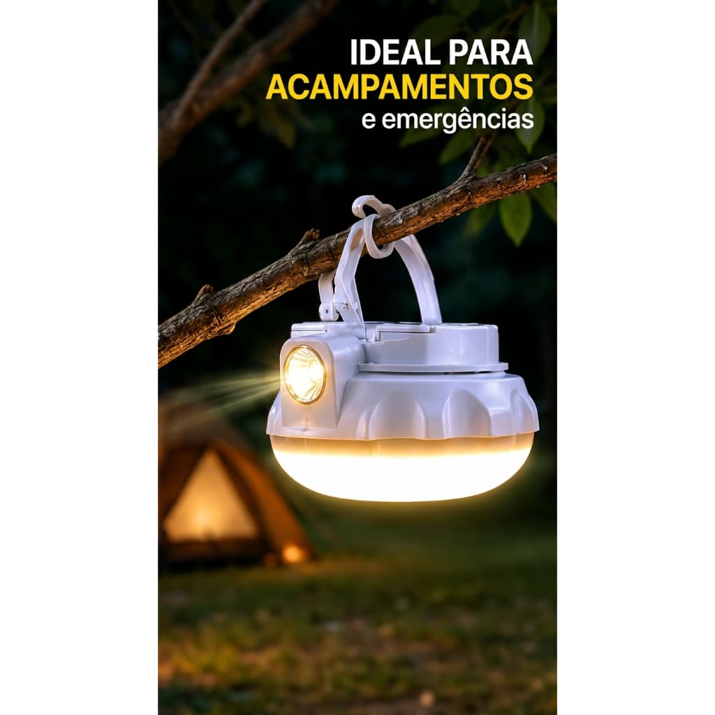 Lanterna Luminária LED Recarregável Portátil Camping Emergência COD NG