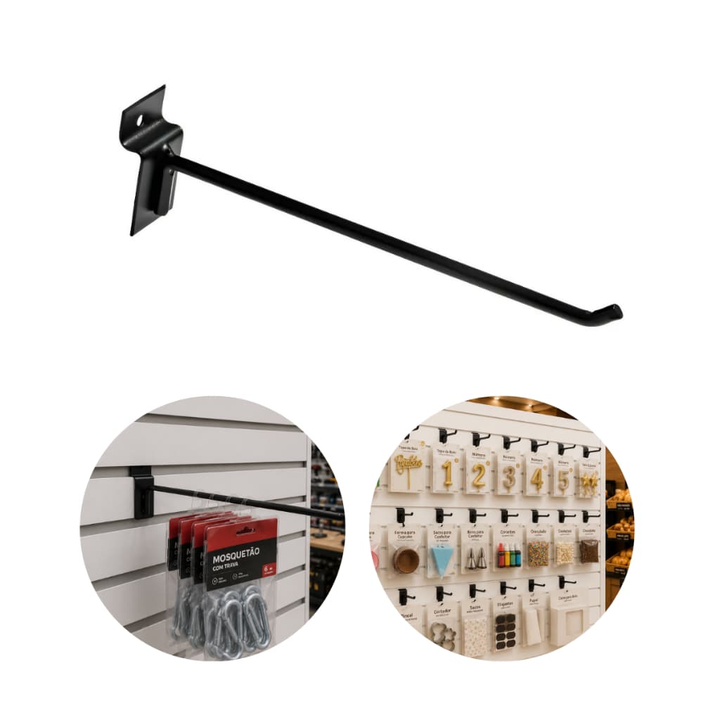 Kit 30 Ganchos Expositor para Painel Canaletado Aço Resistente