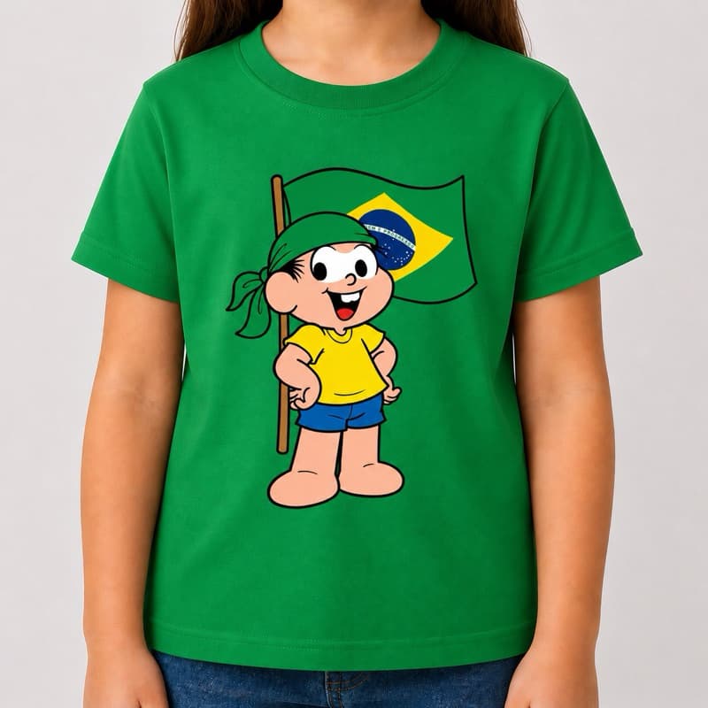 Camiseta Infantil Brasil Copa do Mundo Futebol Criança Menino Menina Unissex 100% Algodão Premium