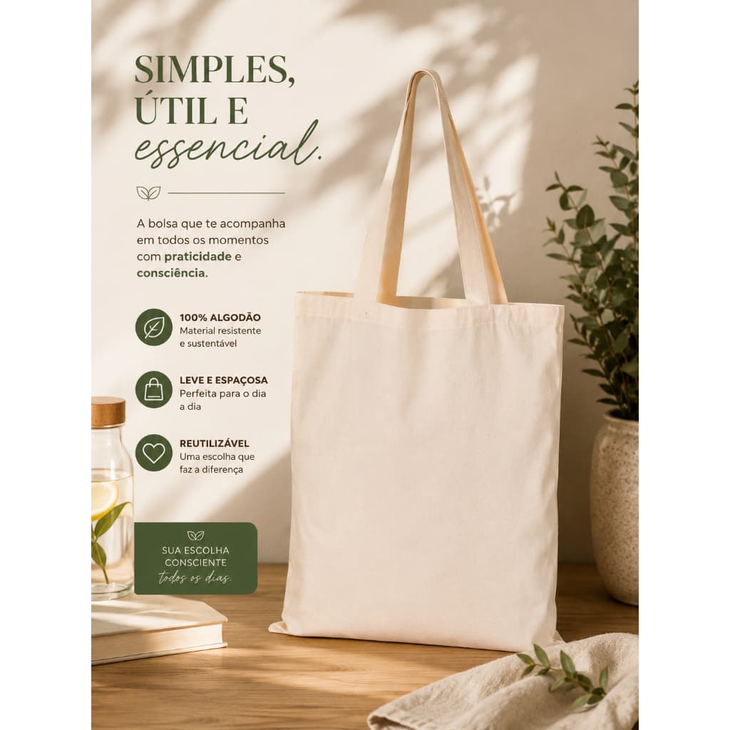 Ecobag Bolsa 100% algodão 32x38 cru 210 gramas