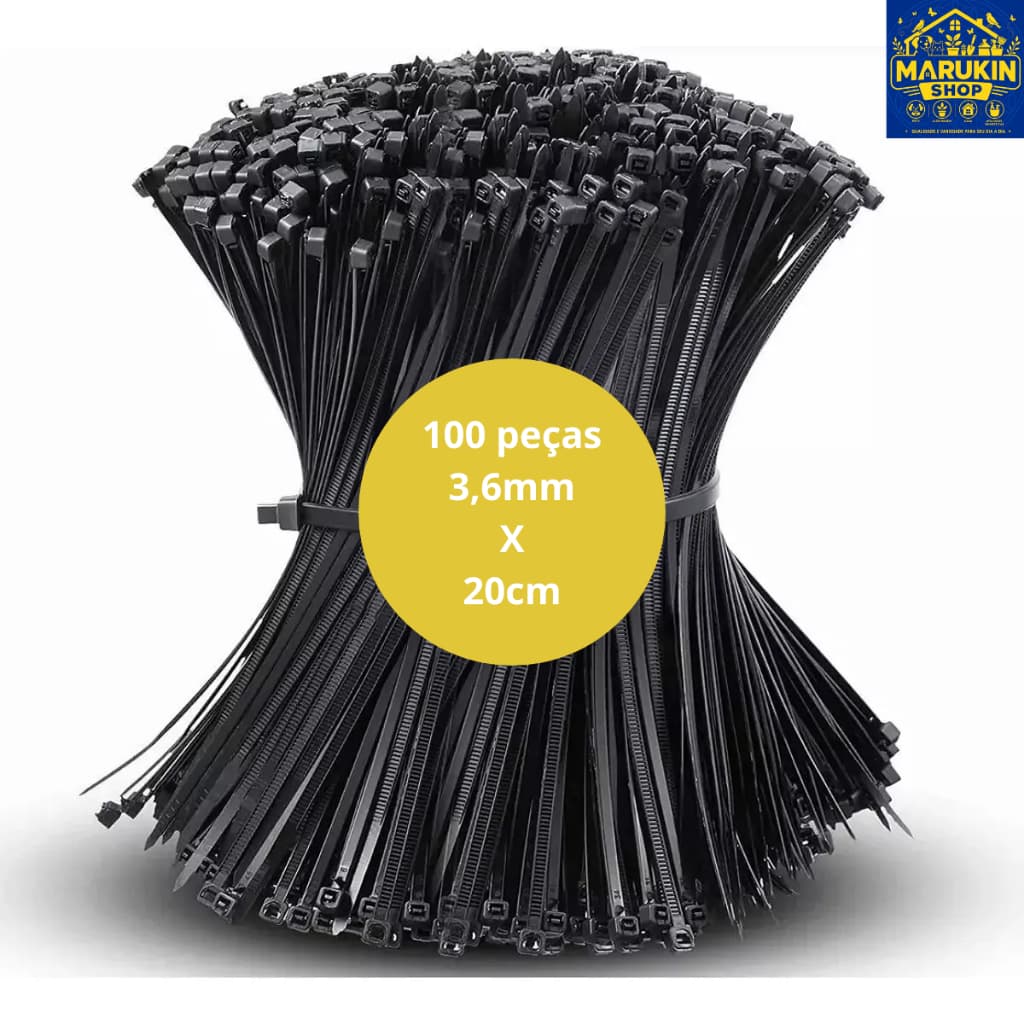ABRACADEIRA NYLON  PLASTICA NYLON 20cm - 100 UNIDADES