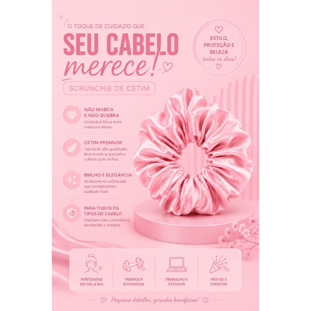 Scrunchie Laçarote Xuxinha de Cetim