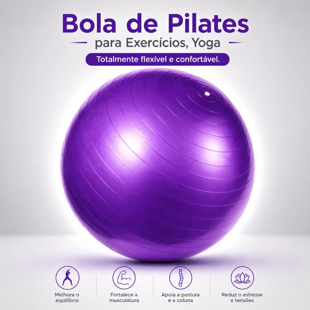 Bola de Exercícios Suíça 65cm para Yoga Pilates e Fisioterapia Antiestouro com Bomba de Enchimento